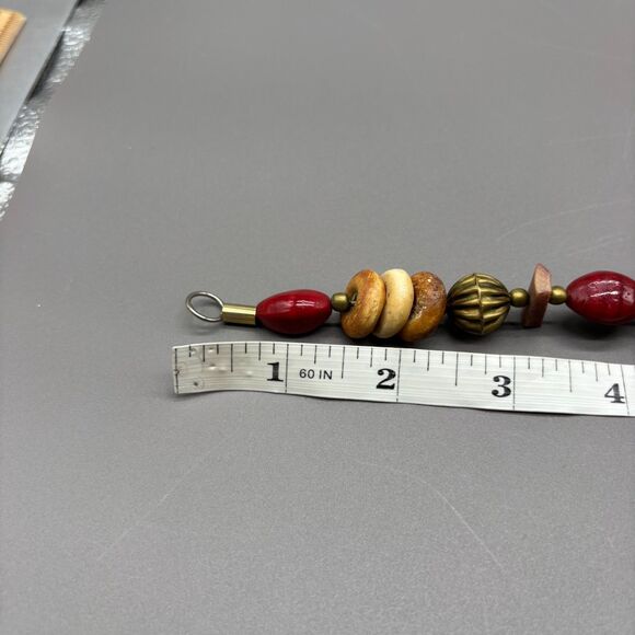 Tribal Style Statement Necklace Brass Bone Horn Wood Stone Beads 1970s Boho - Picture 16 of 16